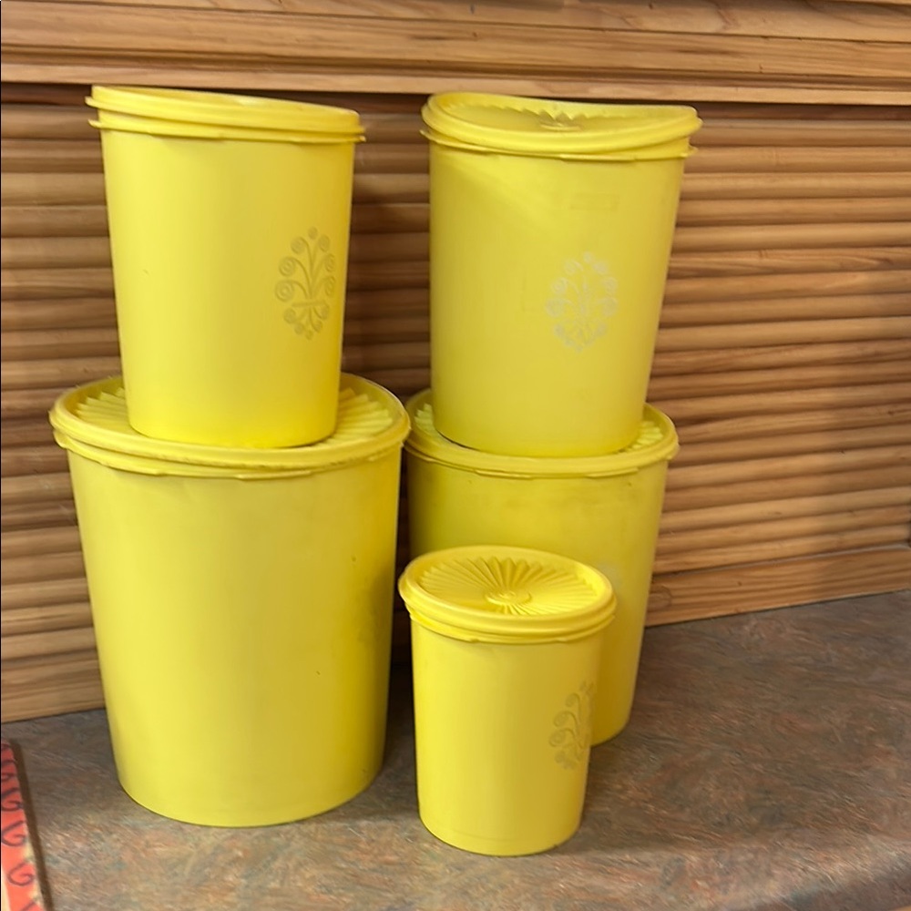 Tupperware Vintage bright Yellow Food Storage Canister  Set